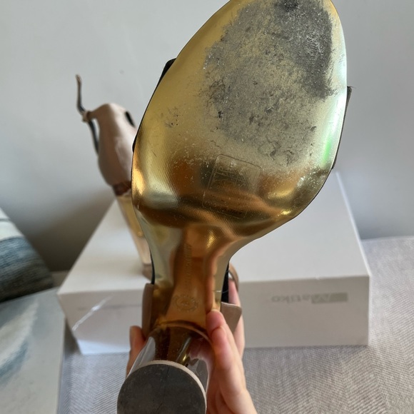 Stella McCartney Silk Open Toe Lucite Heel - Picture 8 of 9